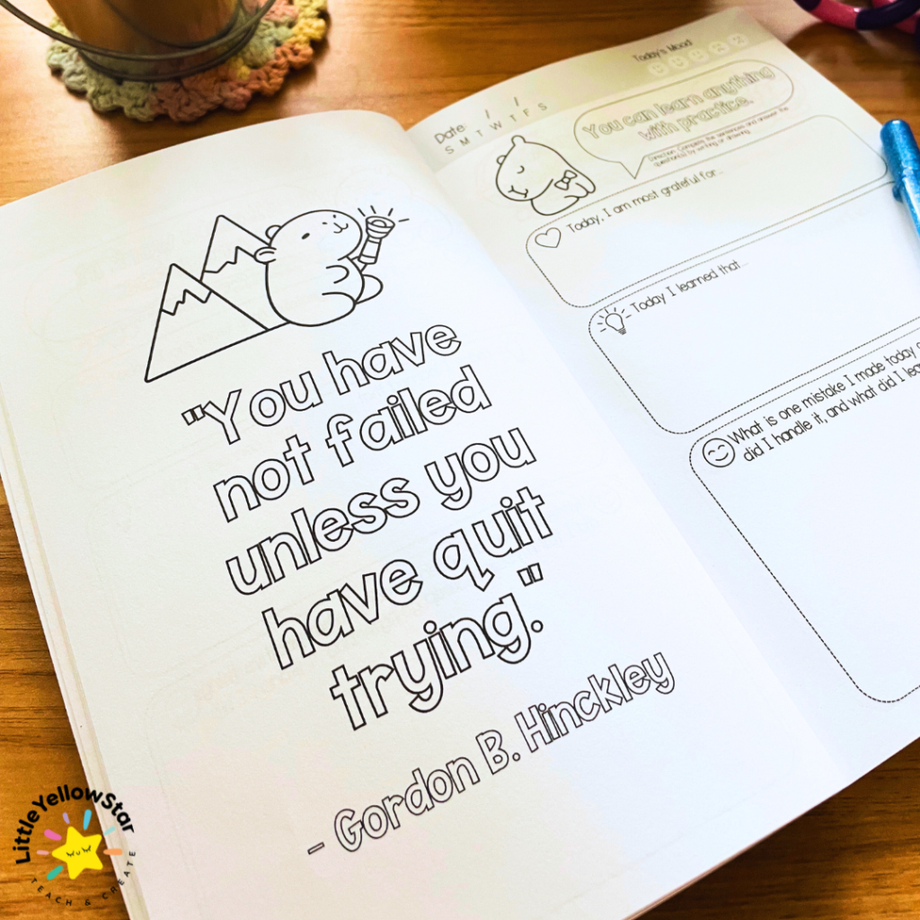 Daily Growth Mindset and Gratitude Journal For Kids