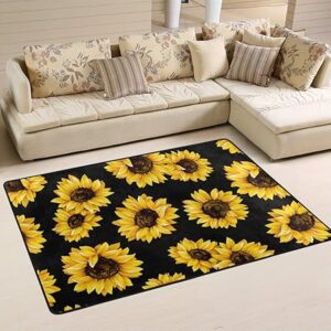 Black Sunflower Area Rug