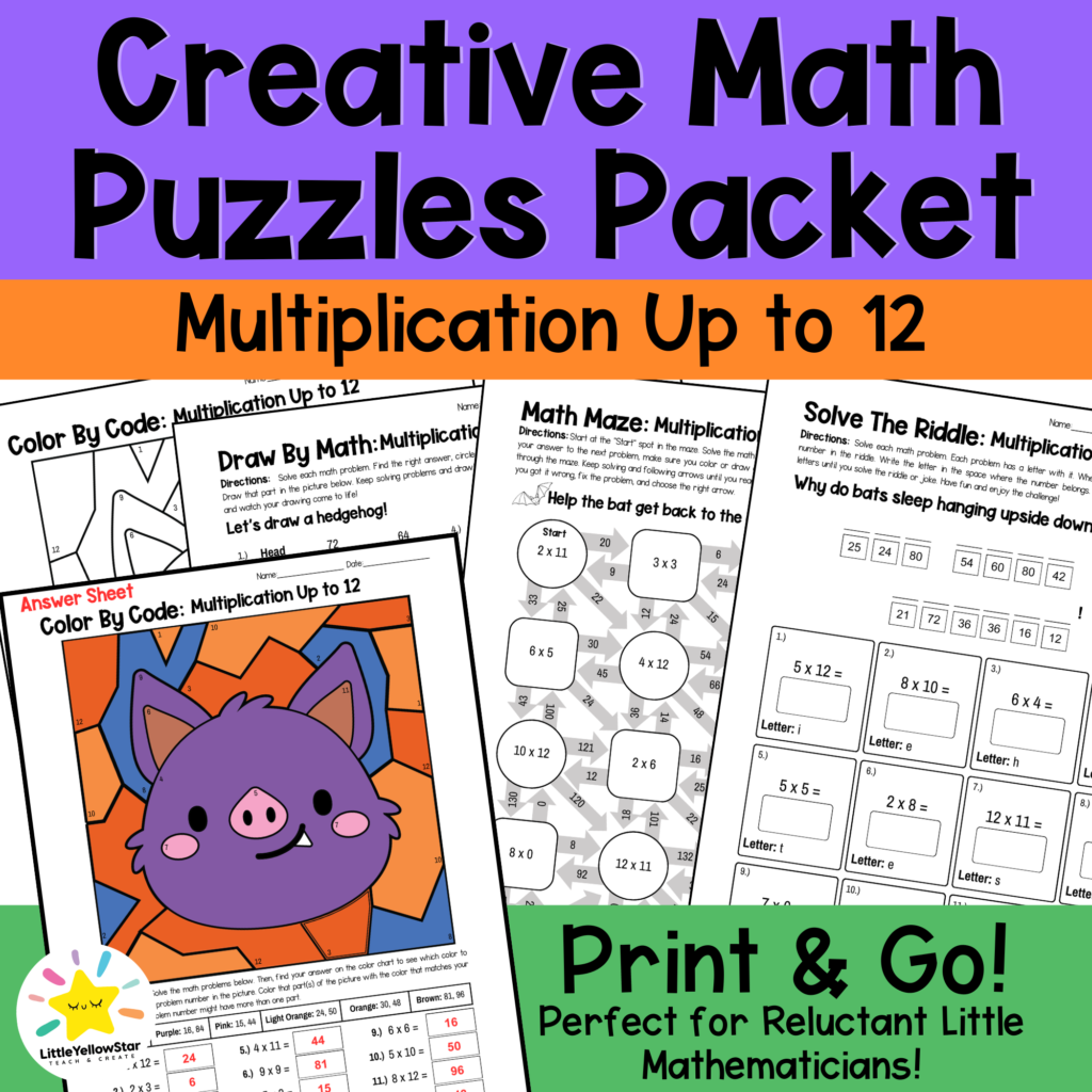 Creative Math Puzzles Packet - Bat